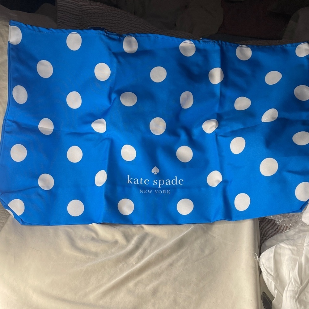 Kate Spade Vibrant Blue and White Dot Shopping Bag Whimsical Kate Spade Tote